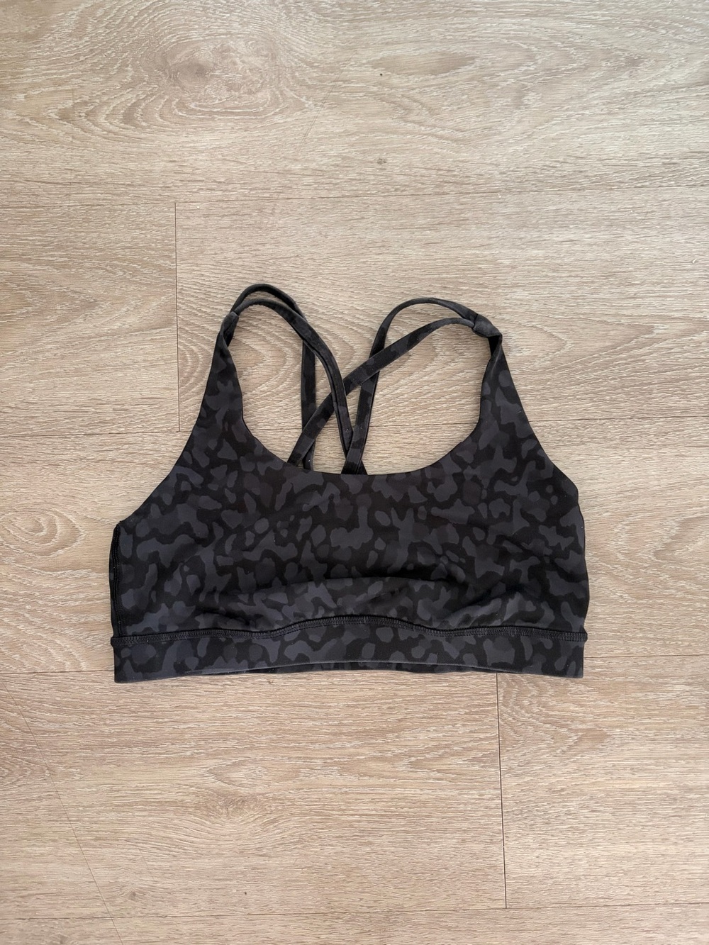 lululemon athletica Black Leopard-Print Strappy Sports Bra